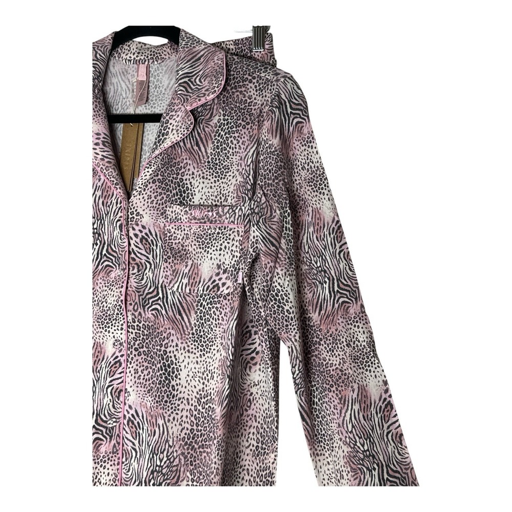 New SKIMS Sleep Set Medium Bloom Mini Multi Animal Pink Pajama Set Long Sleeve - Picture 11 of 16